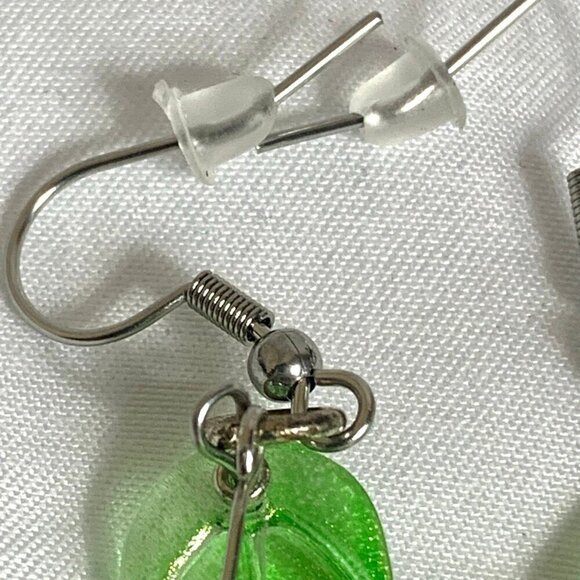 REIMAGINED Cherry Glass Bead Drop Dangle Hook Earrings - Picture 5 of 6